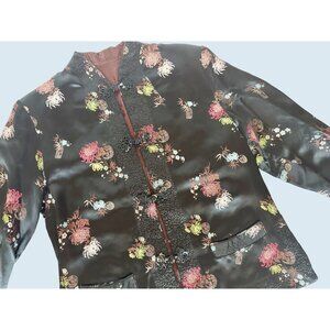 Vintage PEONY Brand Asian Kimono Reversible Silky Jacket Size Med
